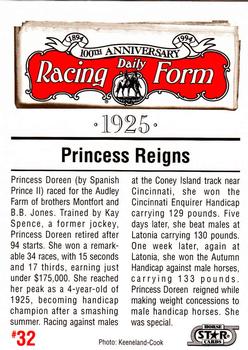 1993 Horse Star Daily Racing Form 100th Anniversary #32 Princess Doreen Back